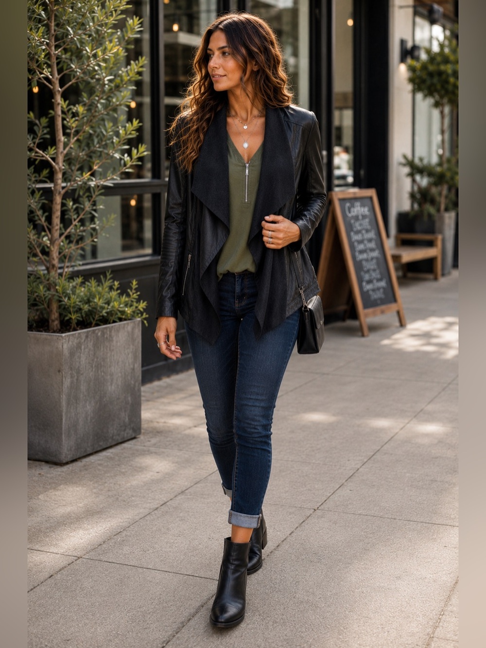APT. 9 Black Faux Leather Open Front Moto Jacket XXL